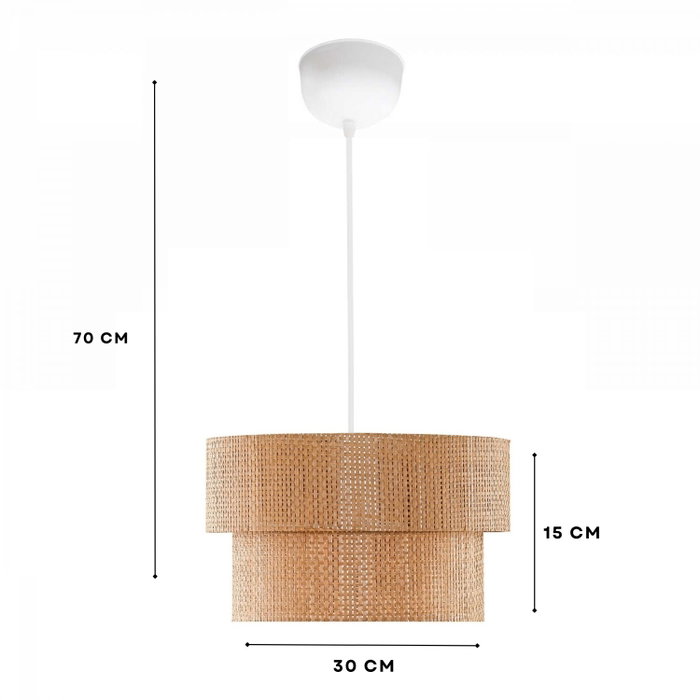 Opviq Lámpara de Araña con Tapa de Mimbre Beige y Blanco